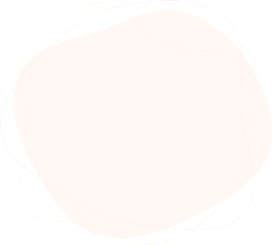 An abstract design with a large white irregular shape in the center, surrounded by thin curved lines in light pink, gold, and white on a black background.