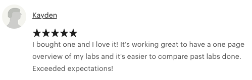 5 Star Review of Spreadsheet for Tracking Blood Tests