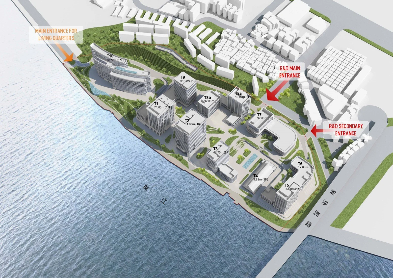 Building layout within the park.