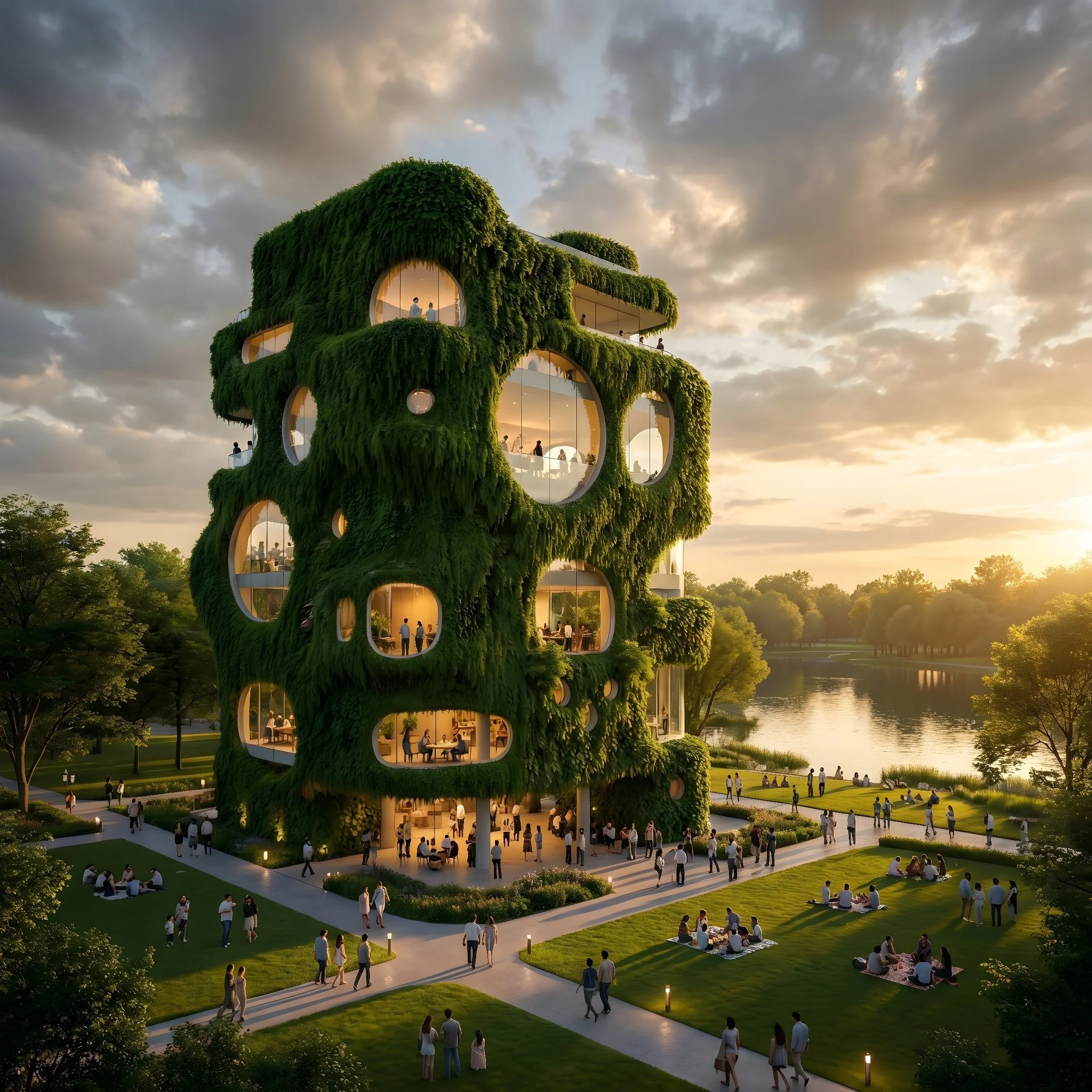 Visitors experience the space like inhabitants of a hollow tree trunk