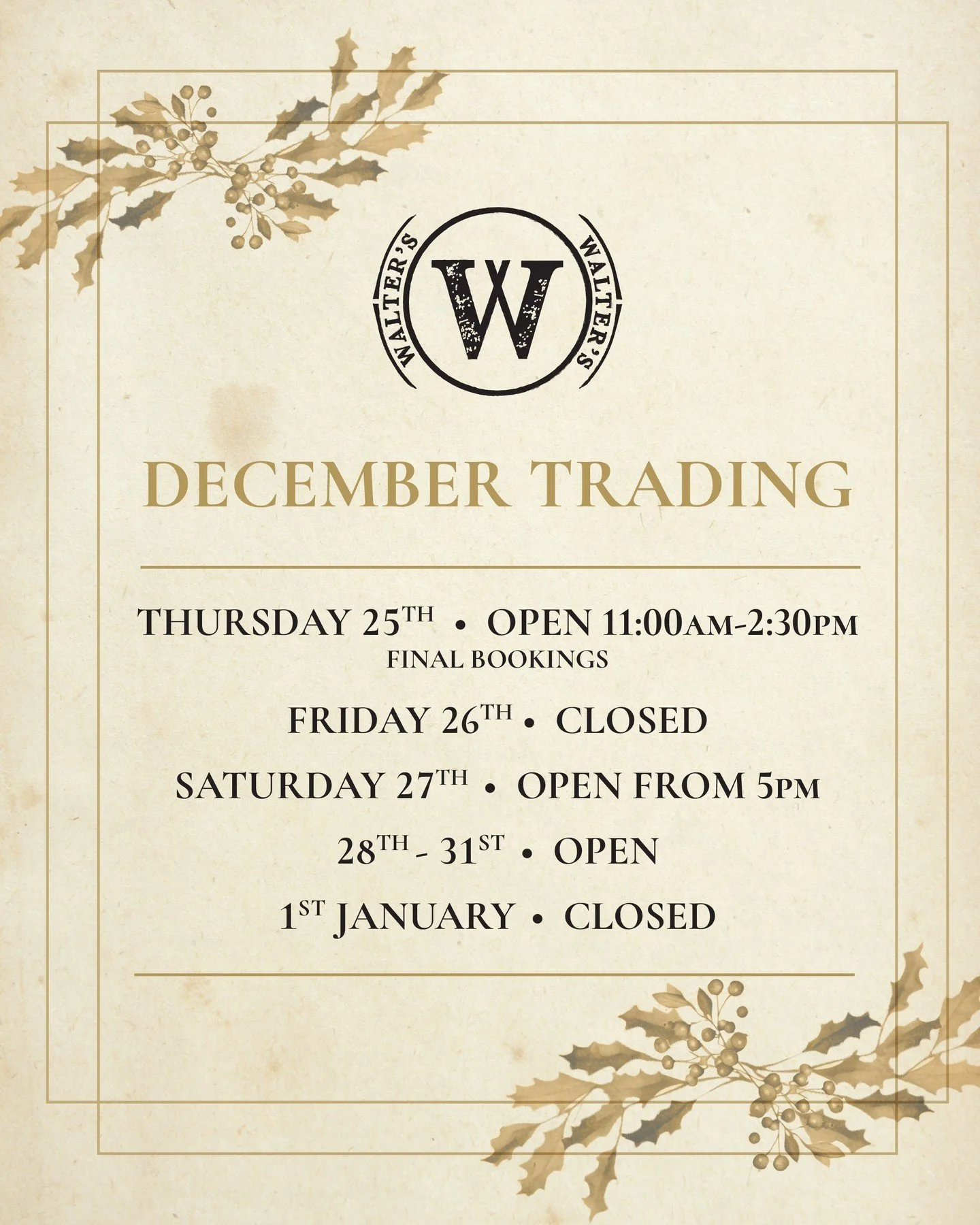 Put our calendar on your calendar so you know when you can get your Walter's fix!