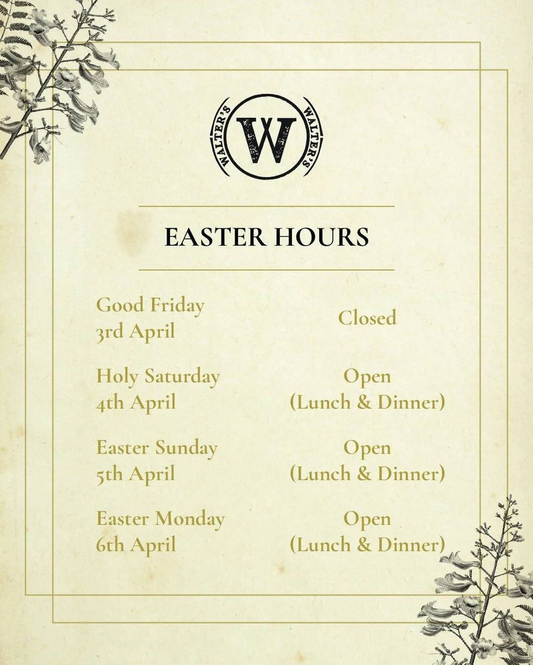 Make sure you make your reservation for the long weekend early so you don't miss out on a table!