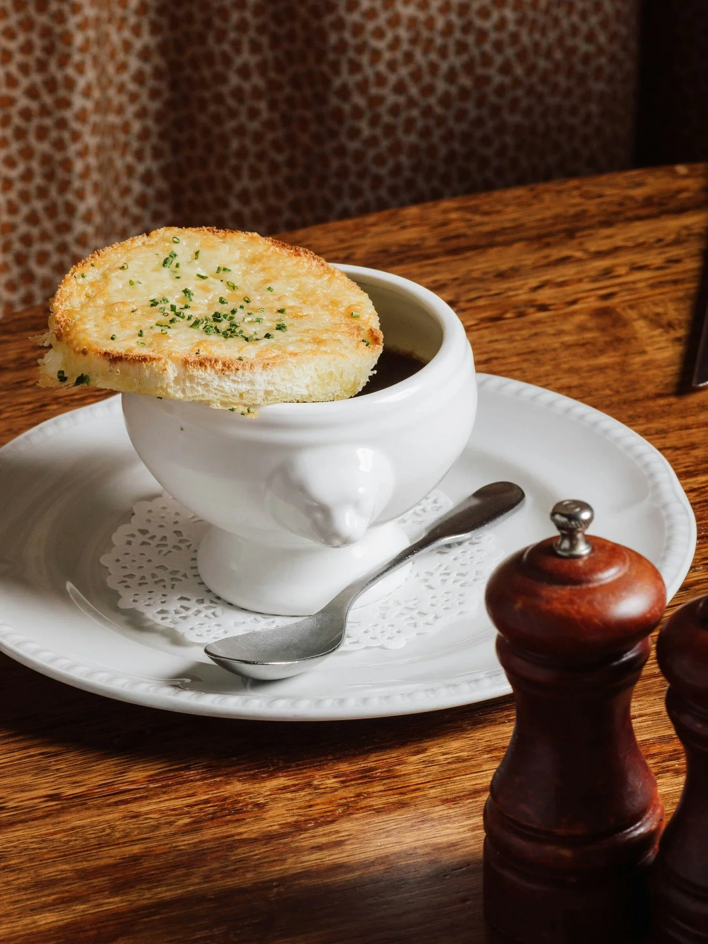 Winter is on its way, which means it's time to start your meal with a French onion soup and gruyere costini