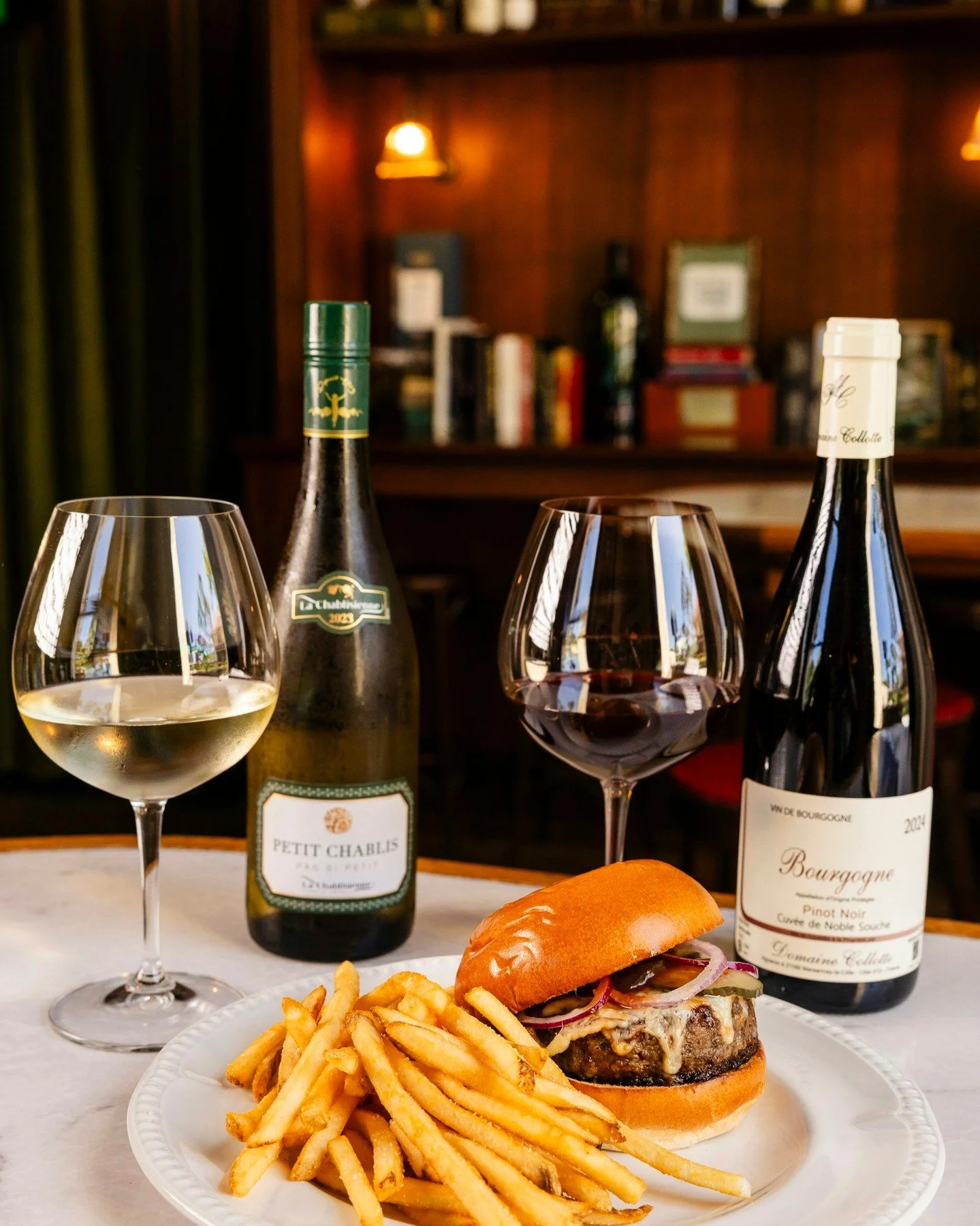 Introducing the lunch-time BURG-UNDY. Enjoy our signature dry-aged cheeseburger and chips with a glass of Burgundy (or Chablis if you don't appreciate puns) for $50 this June. Only in Walter's Wine Bar, only 11:30am - 3pm.