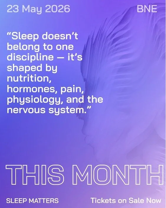 &ldquo;Sleep doesn&rsquo;t belong to one discipline &mdash; it&rsquo;s shaped by nutrition, hormones, pain, physiology, and the nervous system.&rdquo;

Sleep is affected by breathing
Sleep is affected by pain
Sleep is affected by hormones
Sleep is af