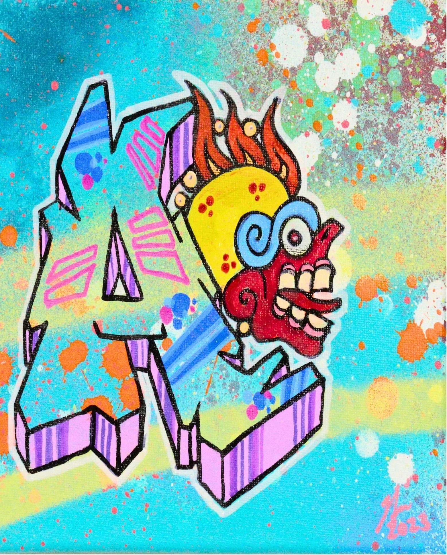 W09 Graffiti A with Skull – Original graffiti letter A artwork featuring a skull by Chicago graffiti artist Nino “Tselone” Rodriguez.