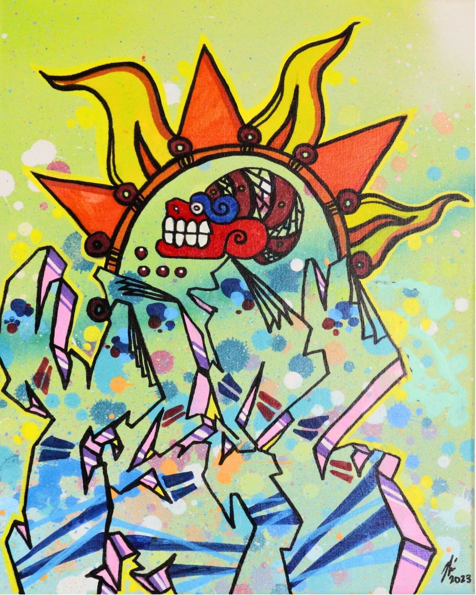 W11 TSEL with Sun & Skull – Original TSEL graffiti lettering artwork featuring sun and skull imagery by Chicago graffiti artist Nino “Tselone” Rodriguez.