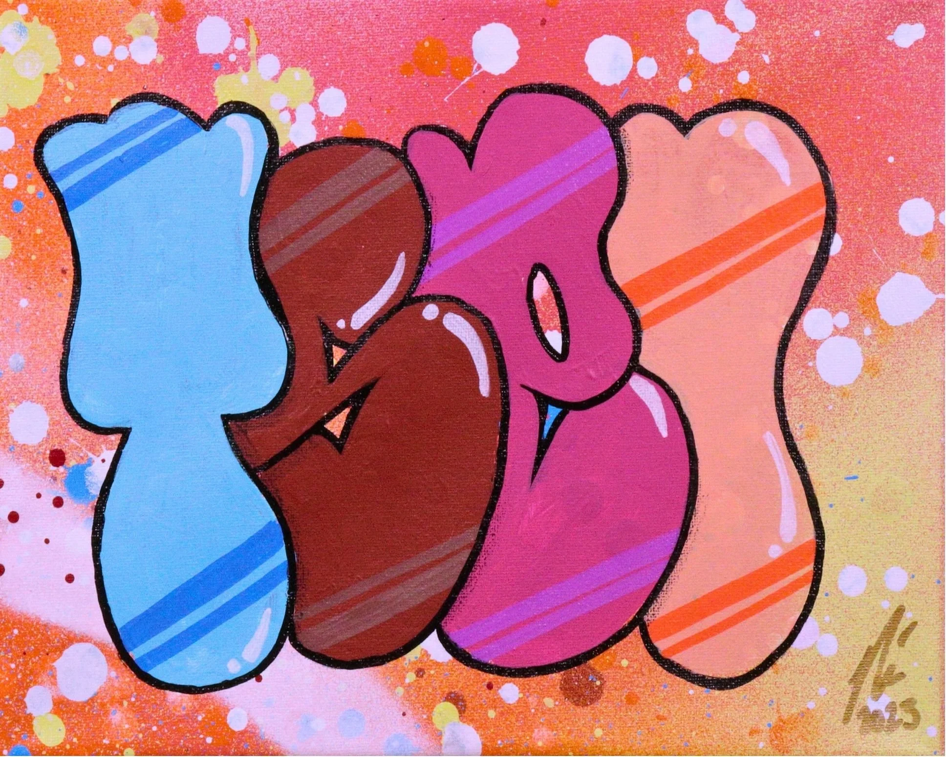 W04 TSEL Graffiti Bubble Letters on Canvas – Original TSEL graffiti bubble lettering artwork on canvas by Chicago graffiti artist Nino “Tselone” Rodriguez.