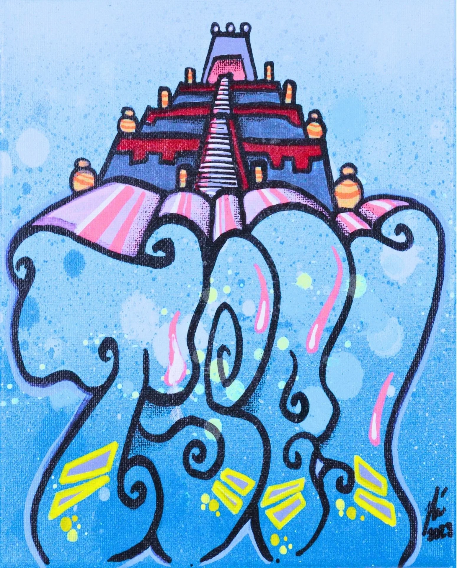 W06 Blue Canvas TSEL – Original TSEL graffiti lettering artwork on blue canvas by Chicago graffiti artist Nino “Tselone” Rodriguez.