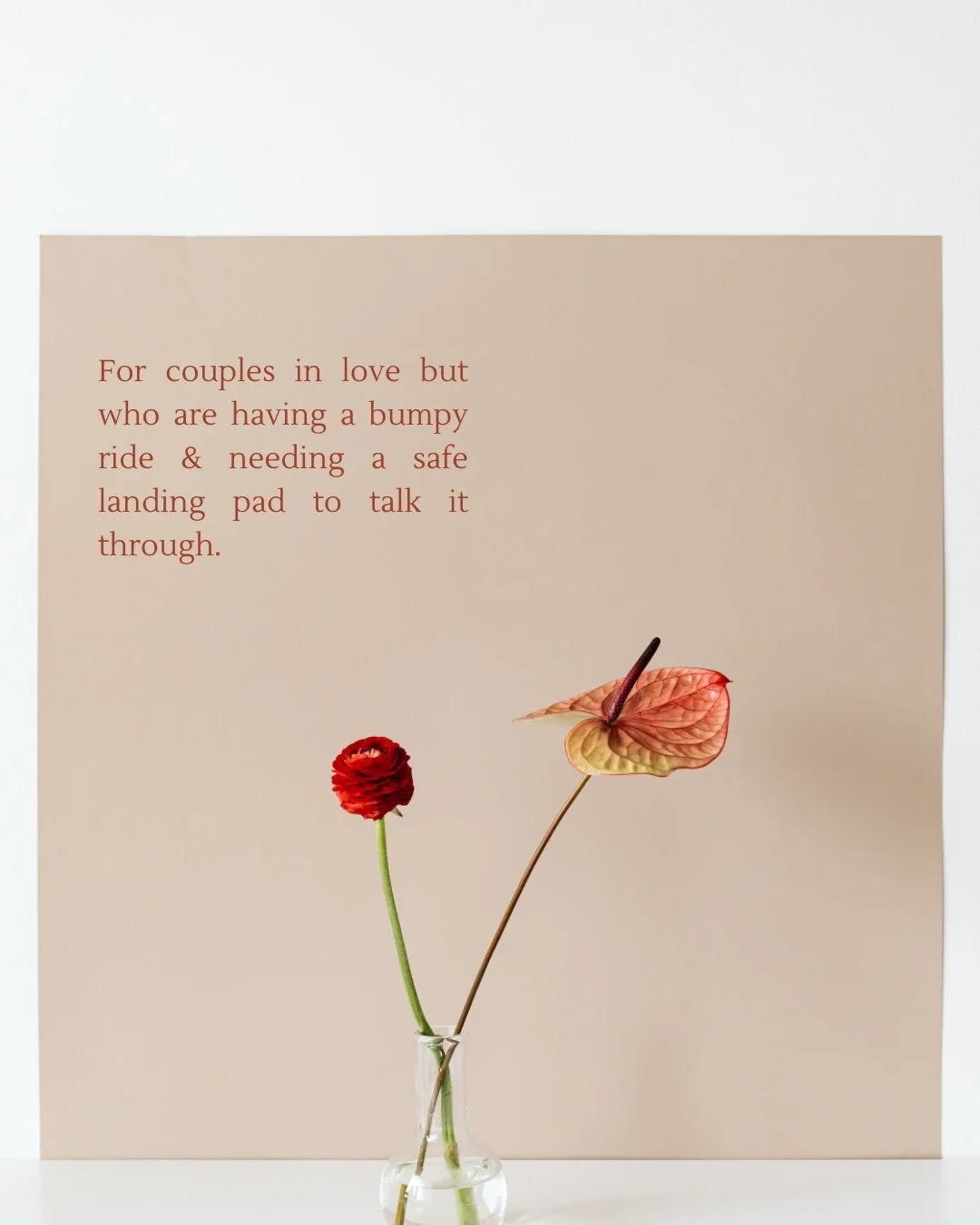 One of my aims is to offer a space where clients feel safe to explore what is impacting the relationship &amp; each other, &amp; to learn what&rsquo;s needed to improve things. 

I&rsquo;m known to be approachable and pretty practical in my approach.