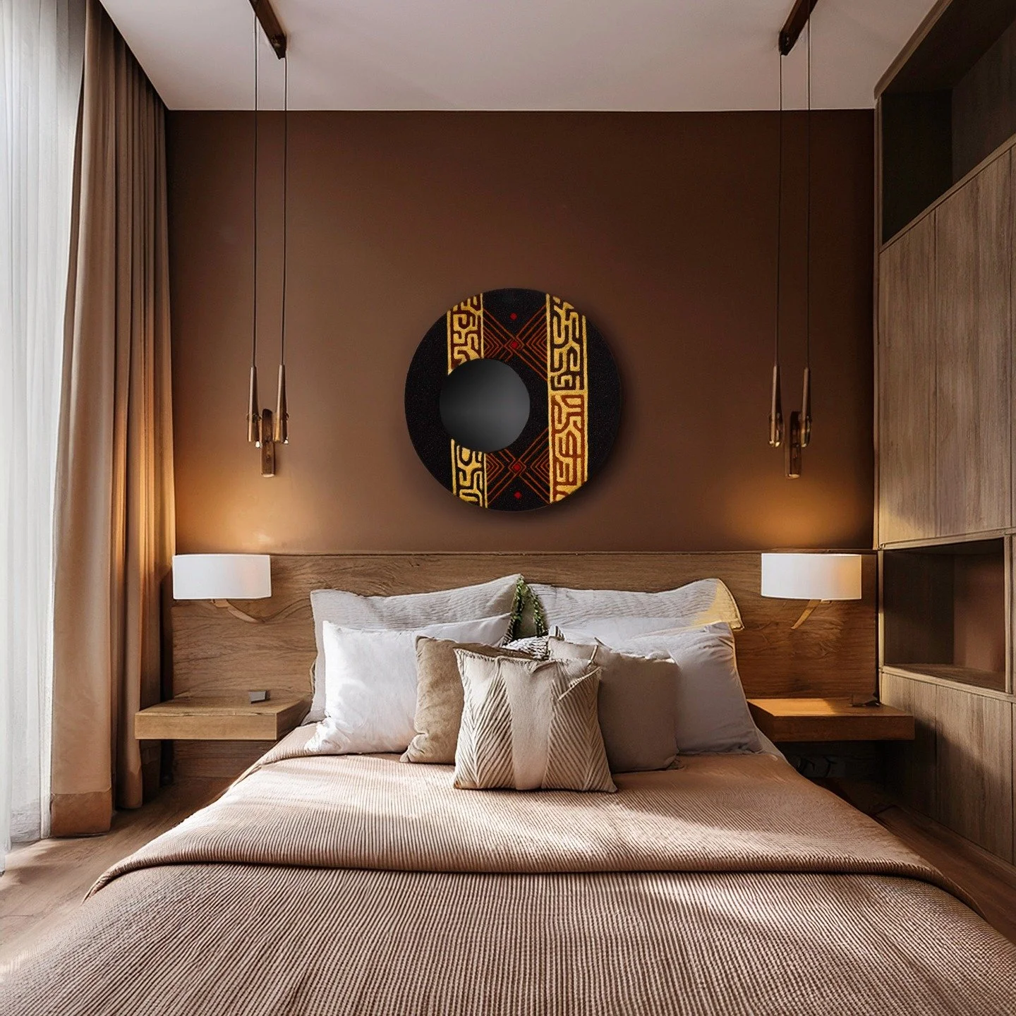 Beyond reflection: discovering the soul of design. This isn't just a mirror; it's a Murano glass masterpiece, a 90cm marvel blending ancient African mud cloth patterns with contemporary luxury. Imagine the thousands of crushed Murano crystals, meticu