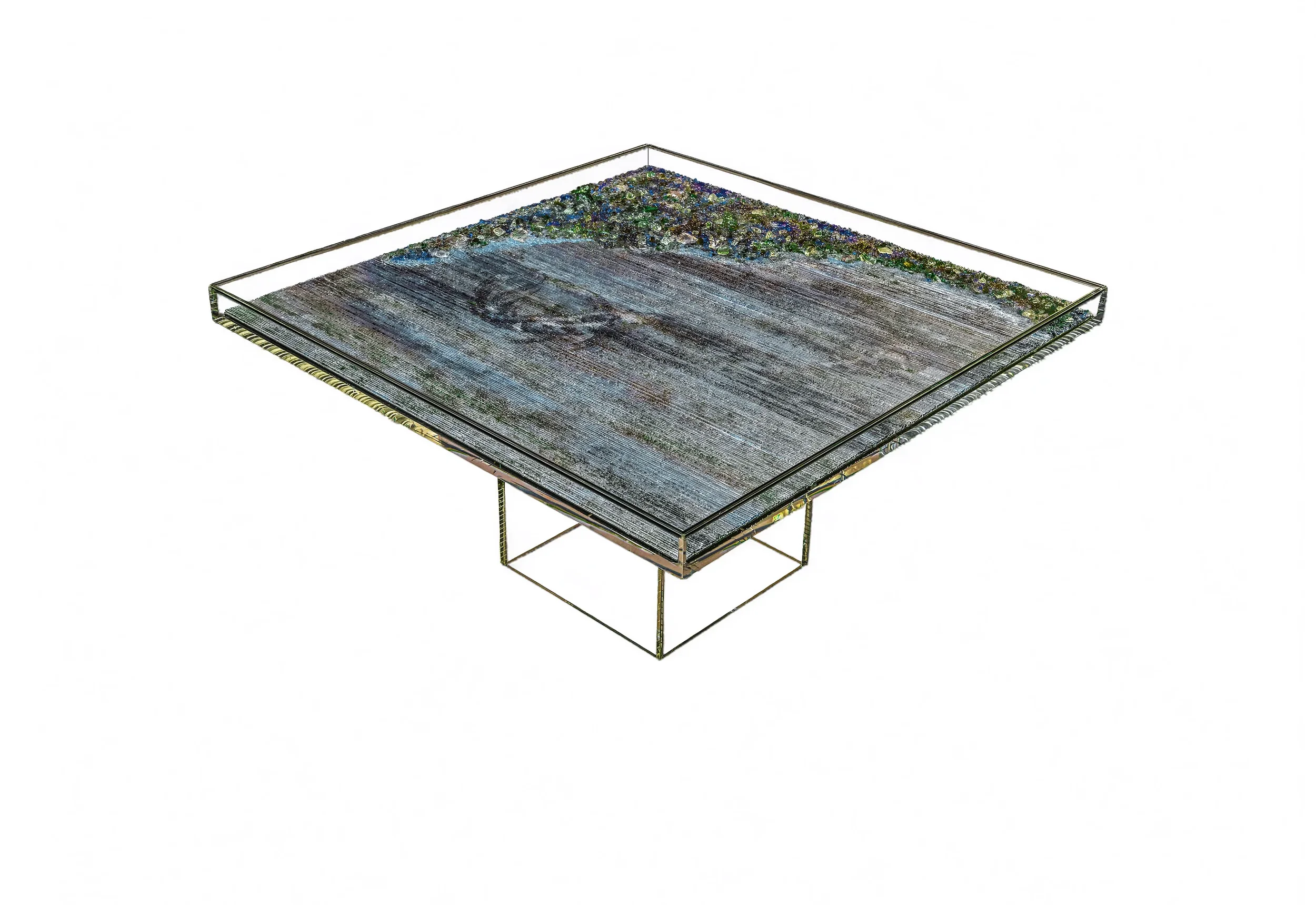 PLAYING KOI — One-of-a-Kind Coffee Table in Plexiglass, Murano Glass and Tempered Glass