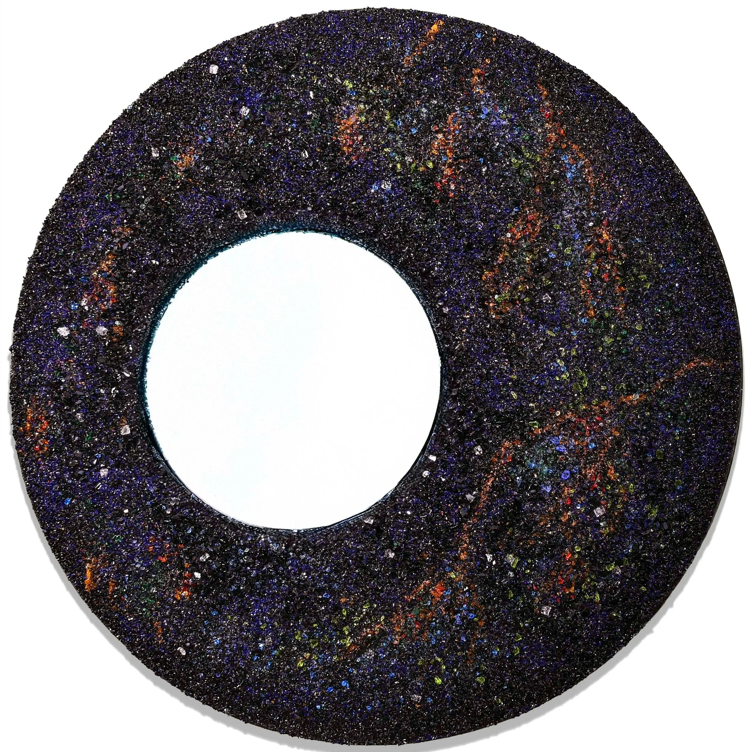 "NIGHT SKY #1" — Large Circular Wall Mirror in MicroCristallo Fusione™