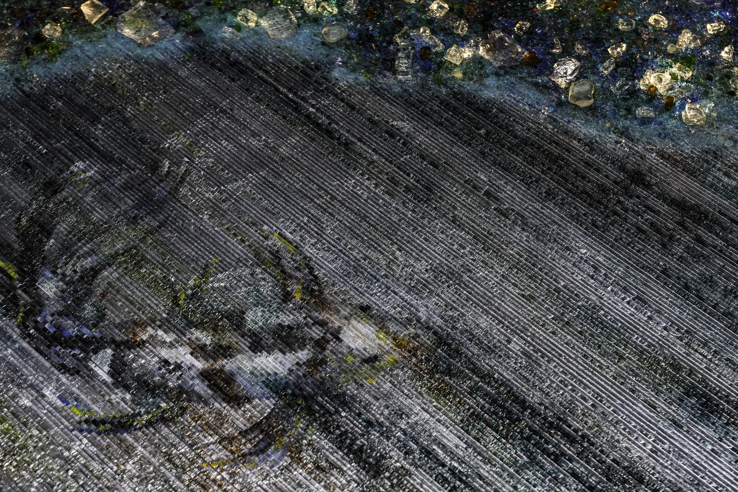 Murano glass rods, crystals and sea glass embedded in clear resin