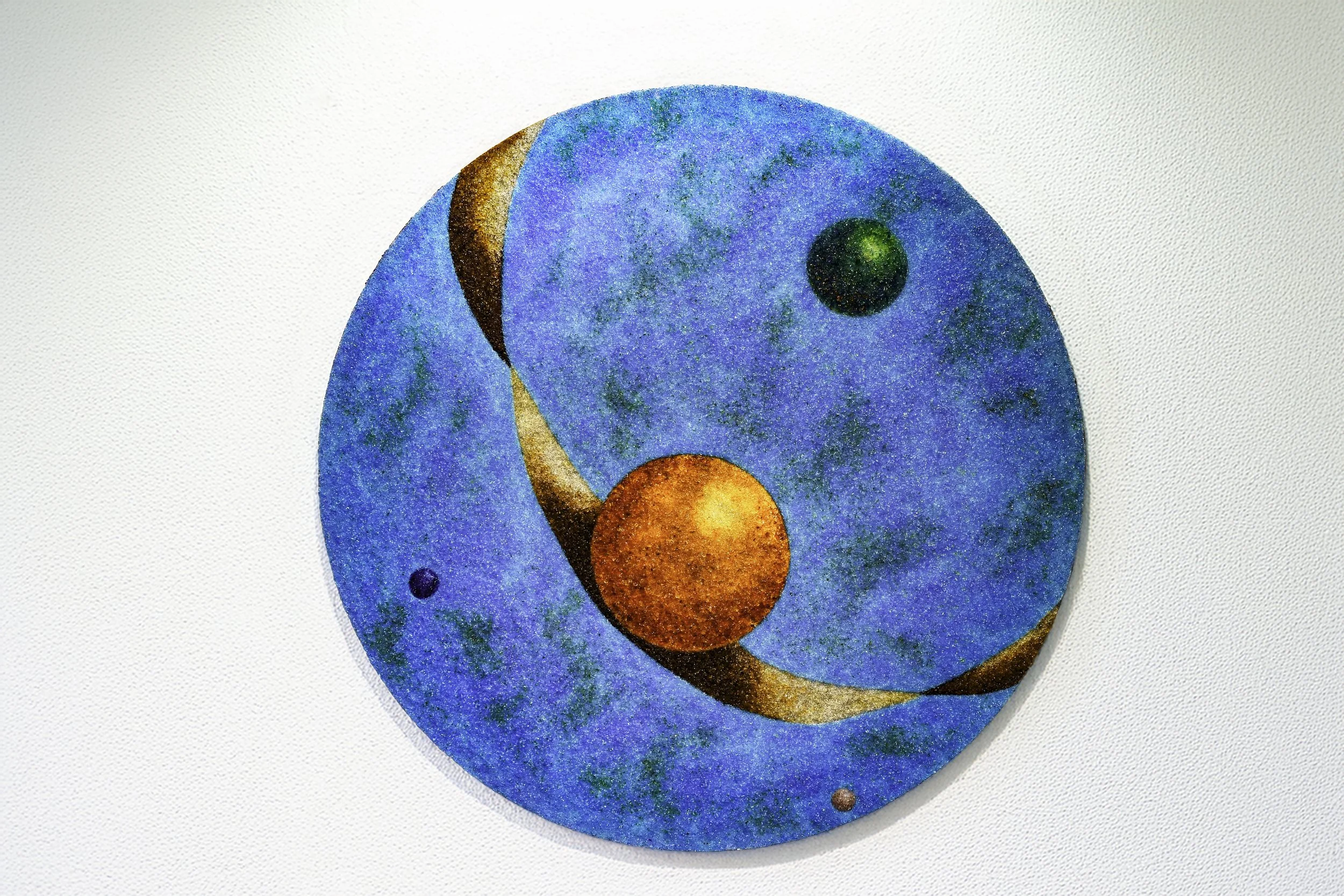 "Off World" One-of-a-Kind Circular Wall Art in "MicroCristallo Fusione™"