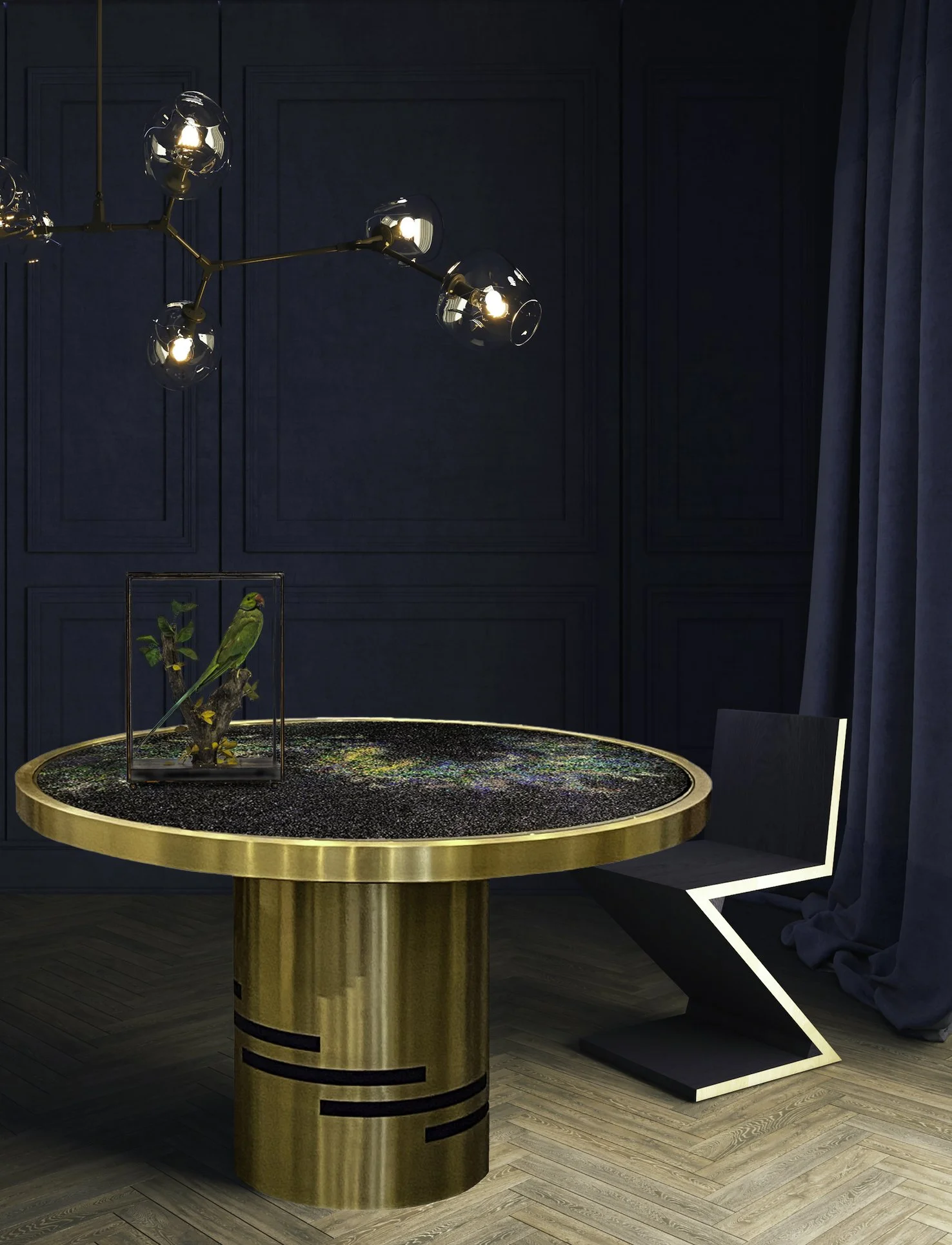 L’Universo sculptural table by KalaRara Roma displayed in contemporary townhouse interior