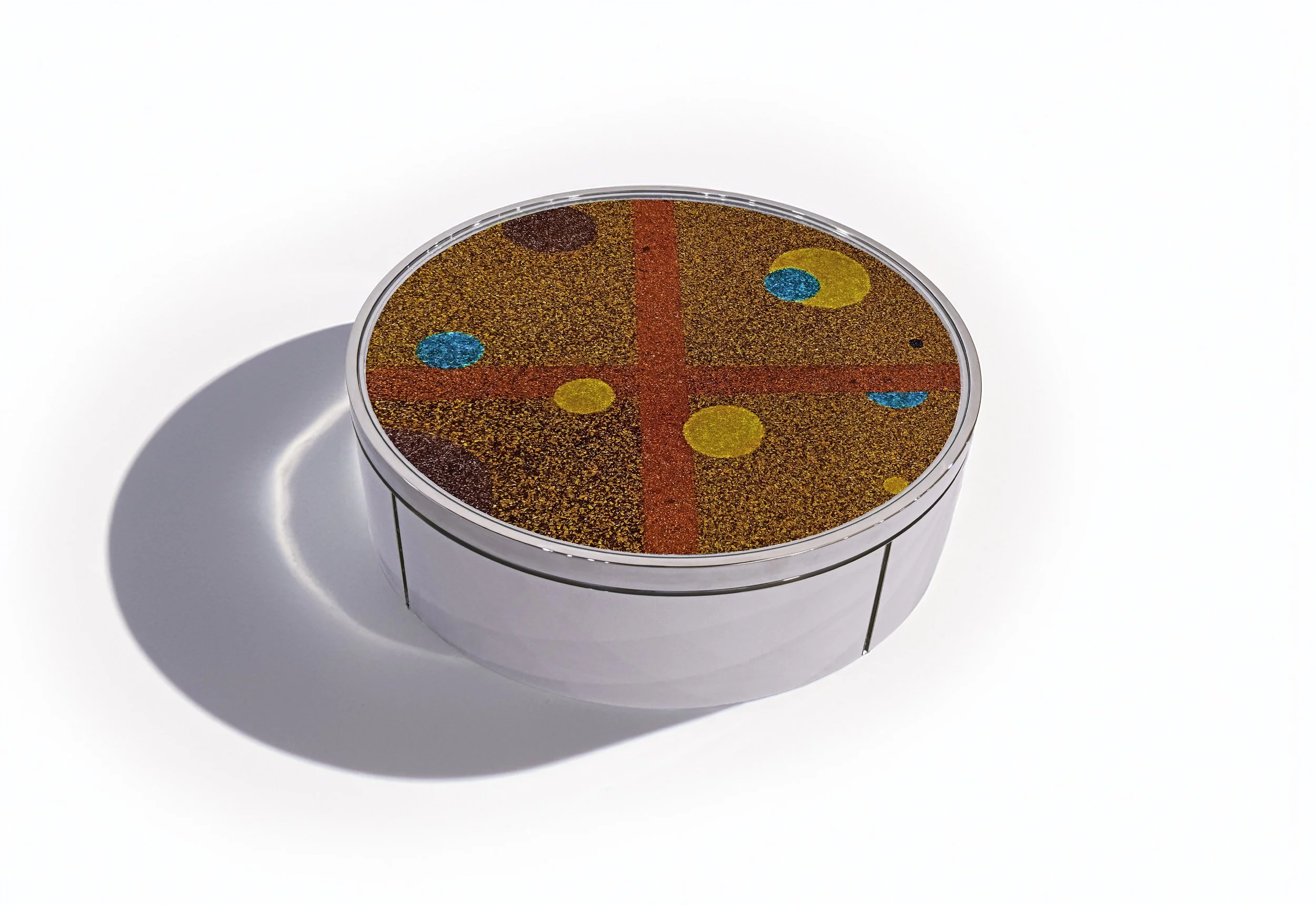 One-of-a-kind sculptural coffee table with MicroCristallo Fusione glass top and mirror polished stainless steel base by KalaRara Roma