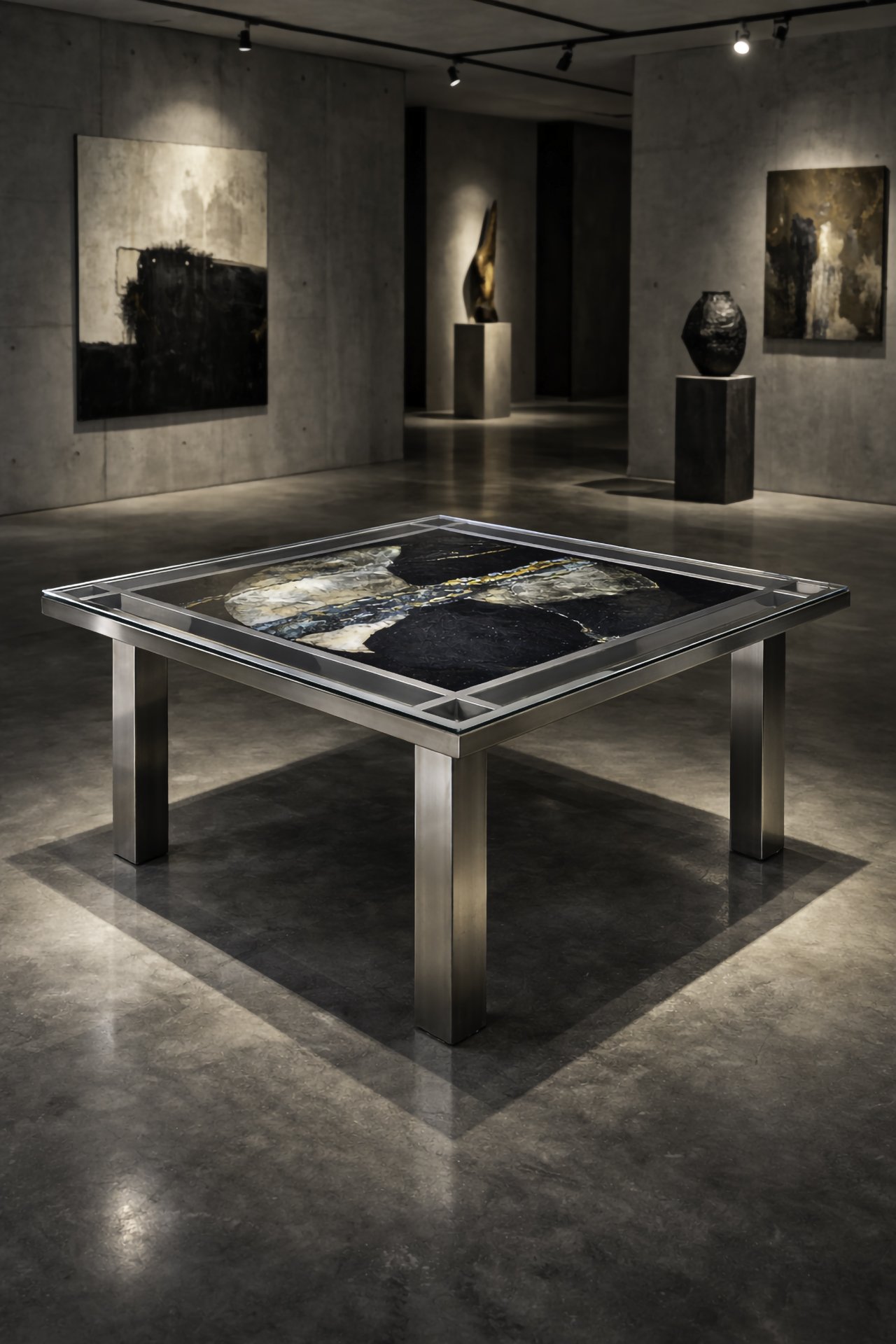 Contemporary one-of-a-kind dining table handcrafted in Rome by KalaRara Roma