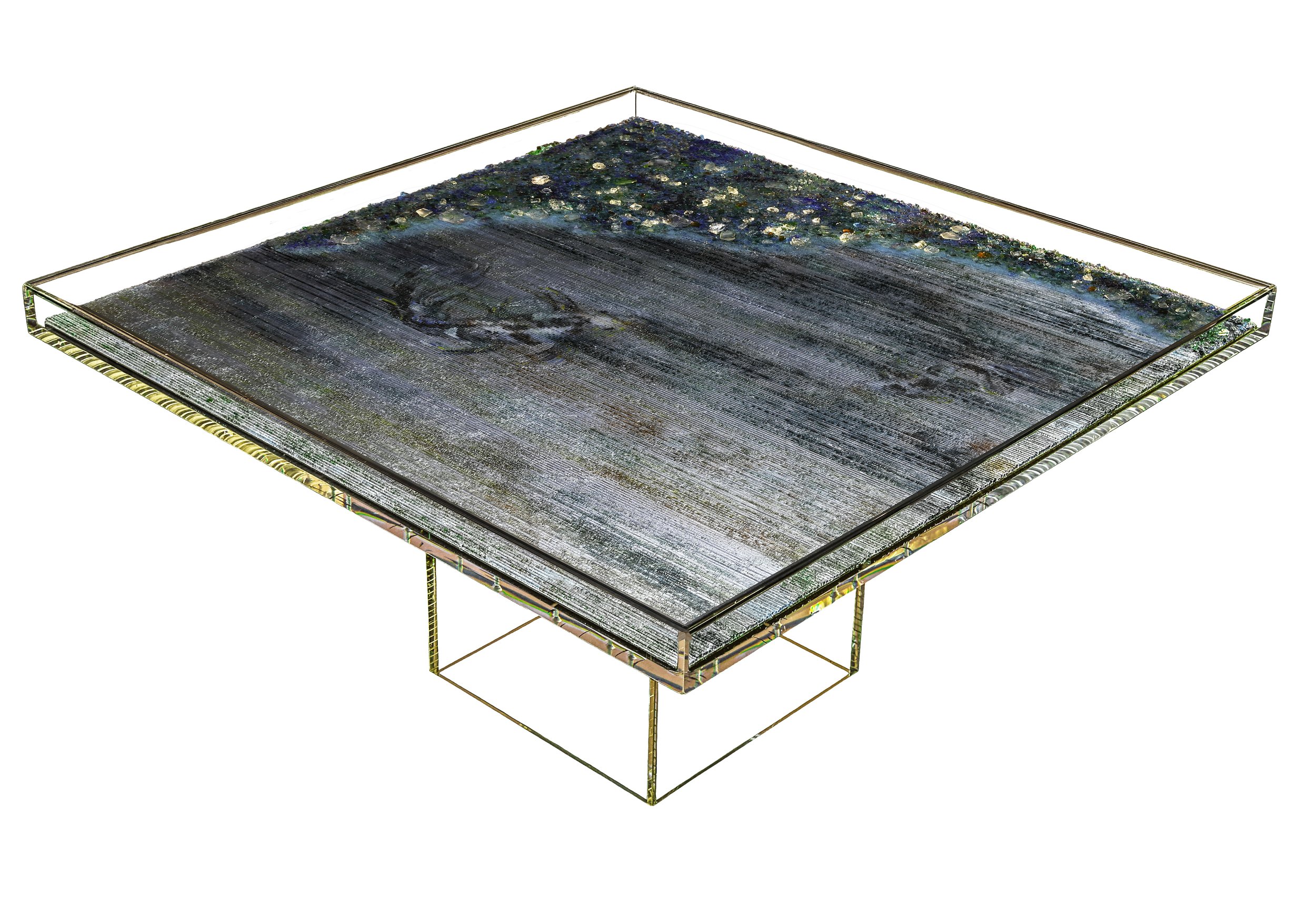 Plexiglass coffee table case with inset tempered glass top