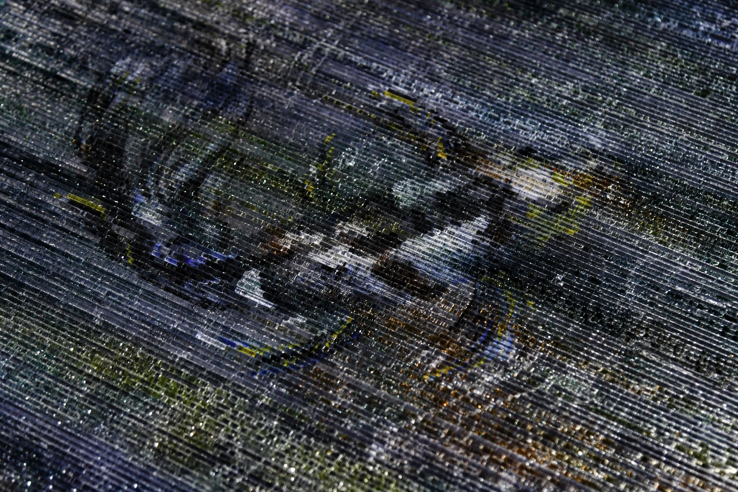 Hand-painted koi fish on silver leaf panel