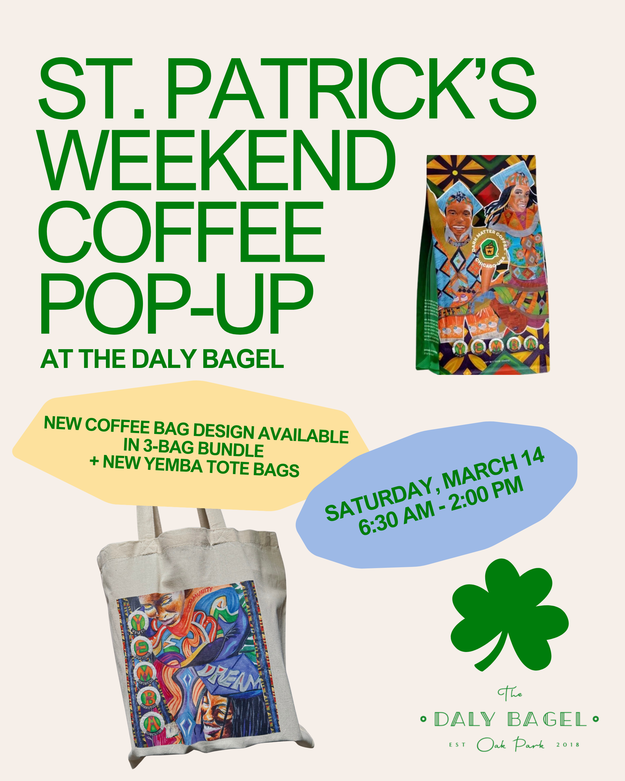 St. Patrick's Weekend Coffee Pop-Up at the Daly Bagel