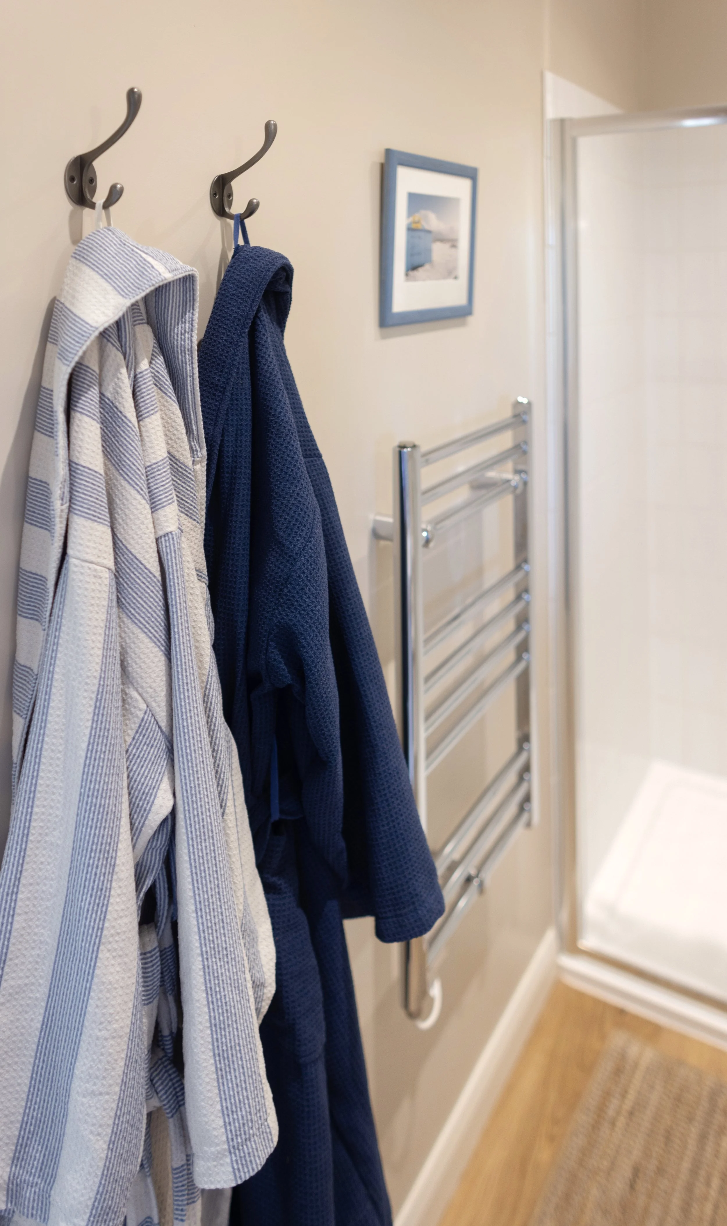 Robes for the wood-fired bath, sauna and natural swimming pool.