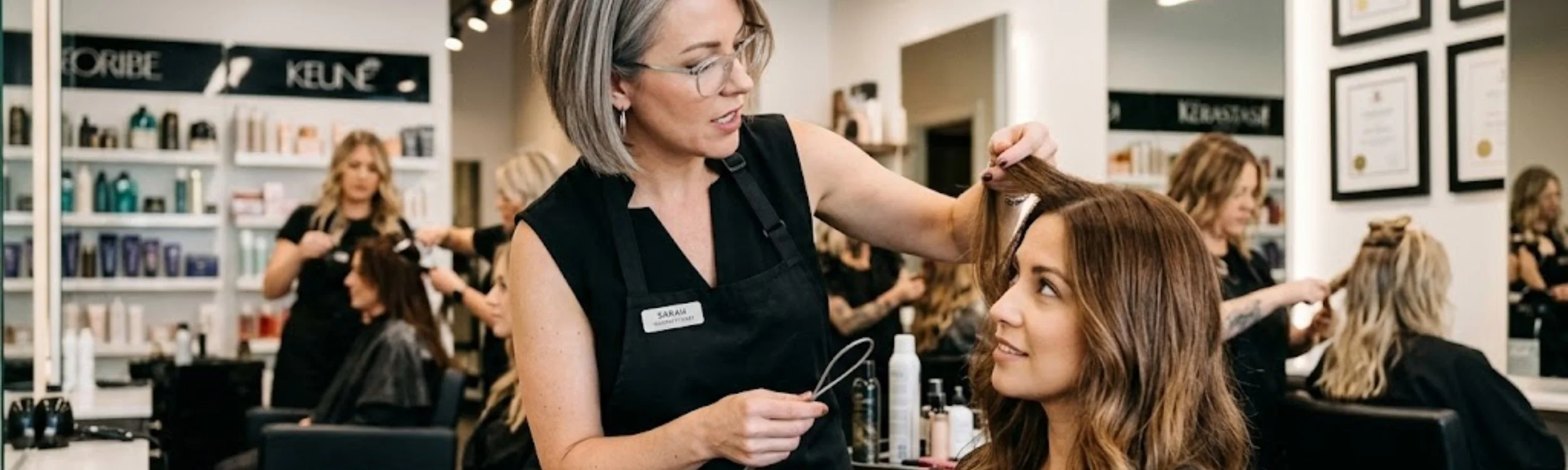hair expert showing healthy hair extension placement to prevent scalp tension