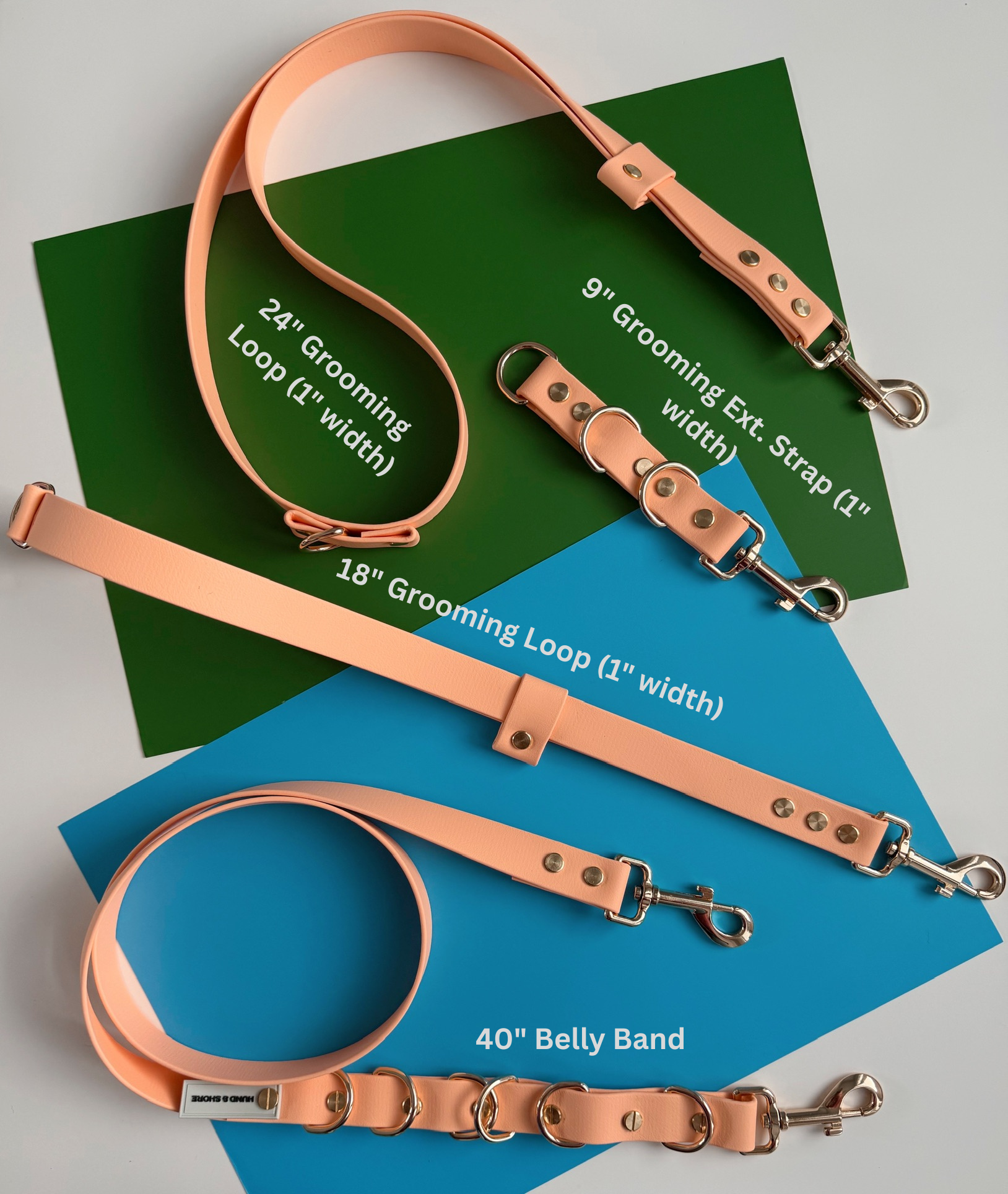 Professional biothane dog grooming restraint bundle for large breeds with grooming loops and belly band