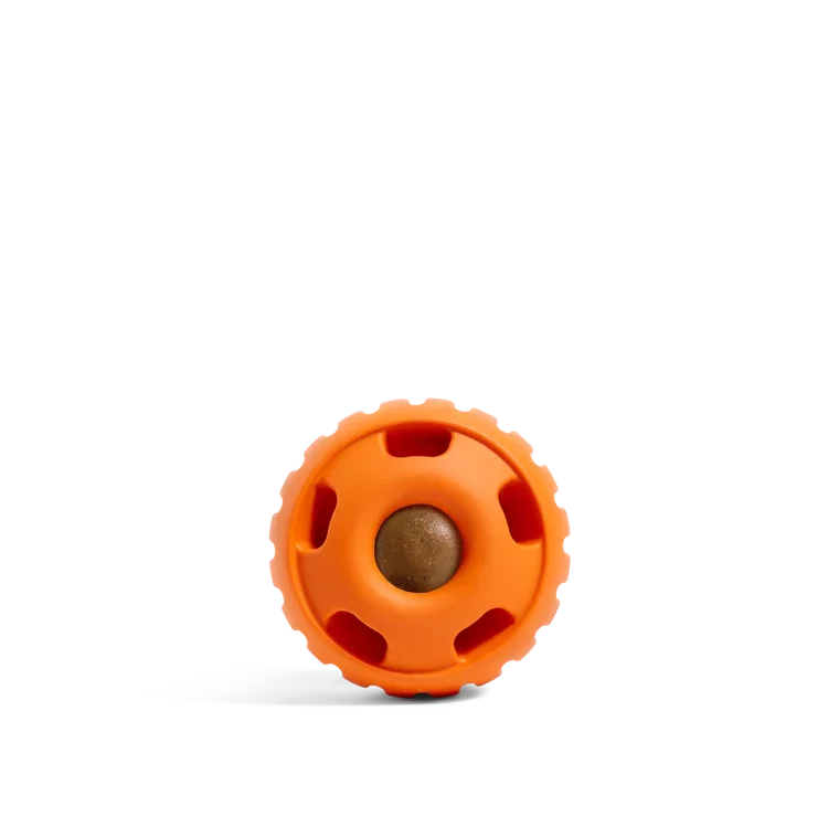 Woof Pupsicle refillable treat dispensing dog toy in the new Pumpkin orange colour available at Hund and Shore Canada