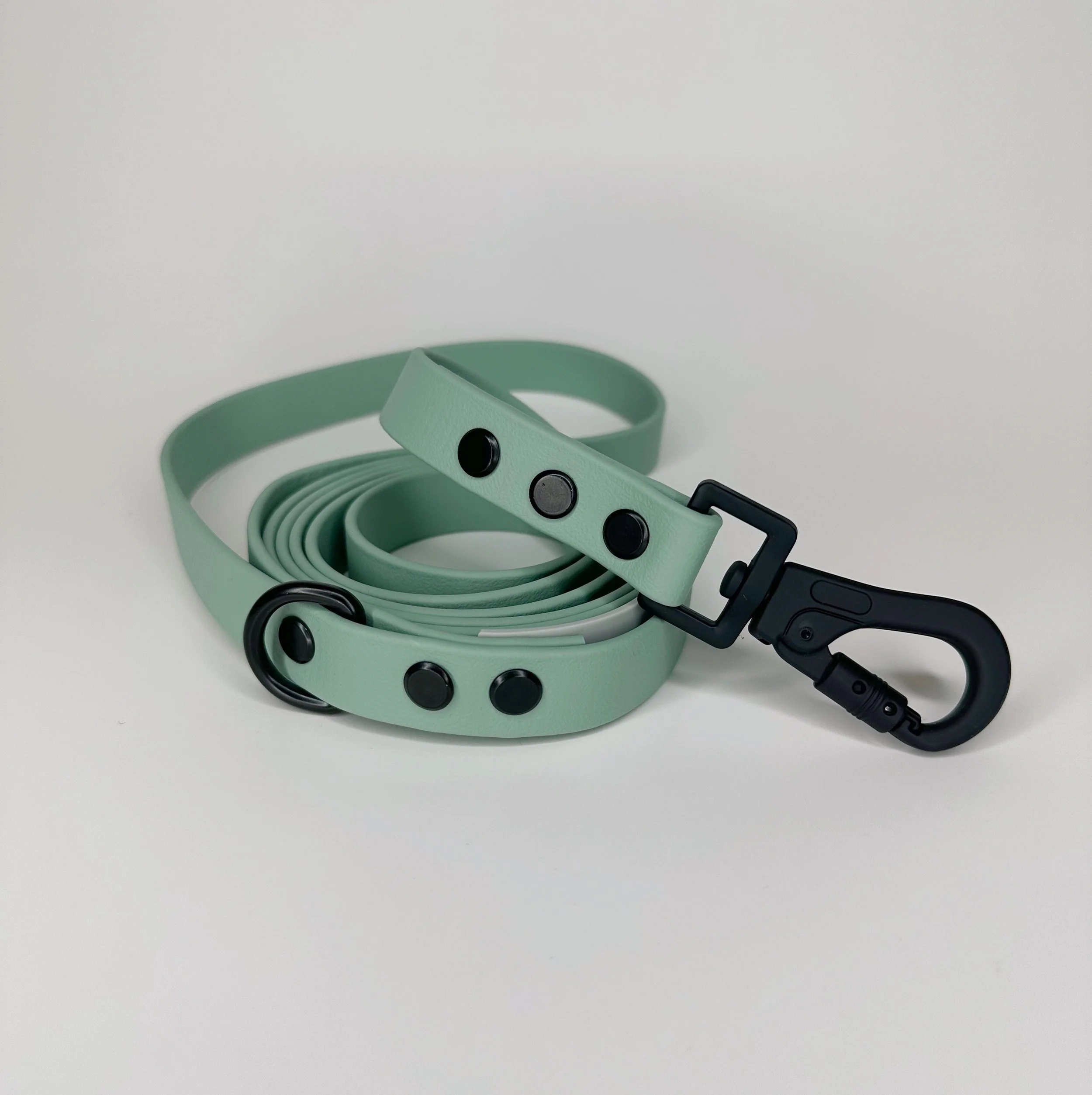 Sage Summit sage green waterproof biothane dog leash with black hardware Hund Trails Collection Hund and Shore Canada