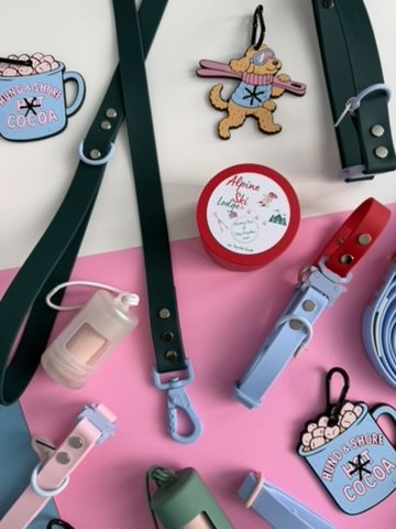 Alpine Ski Club dog collar and leash collection featuring Evergreen Run and other colorways