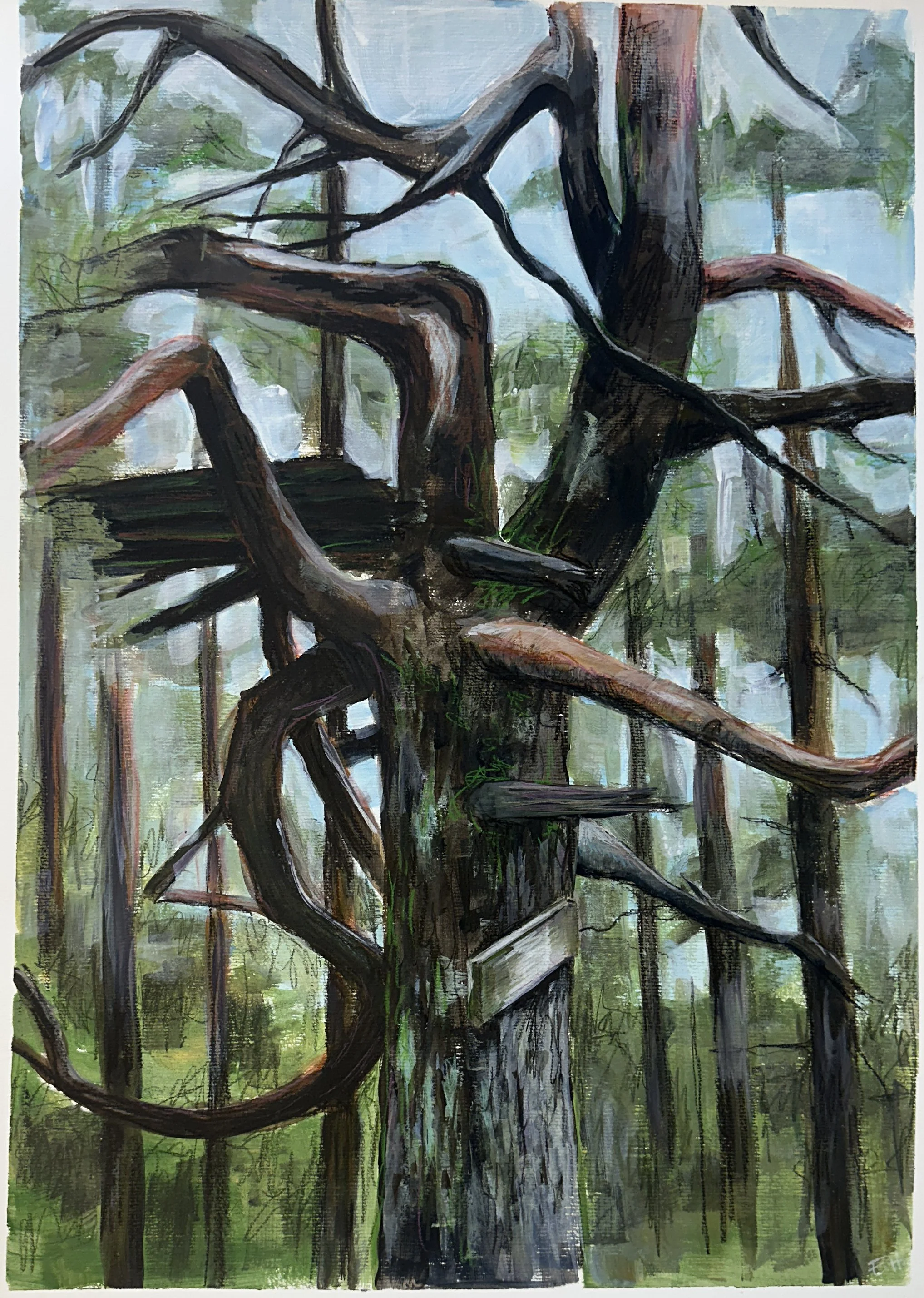 Untitled, acrylic and watercolor pencil on paper, 59,4 x 42 cm, 2026