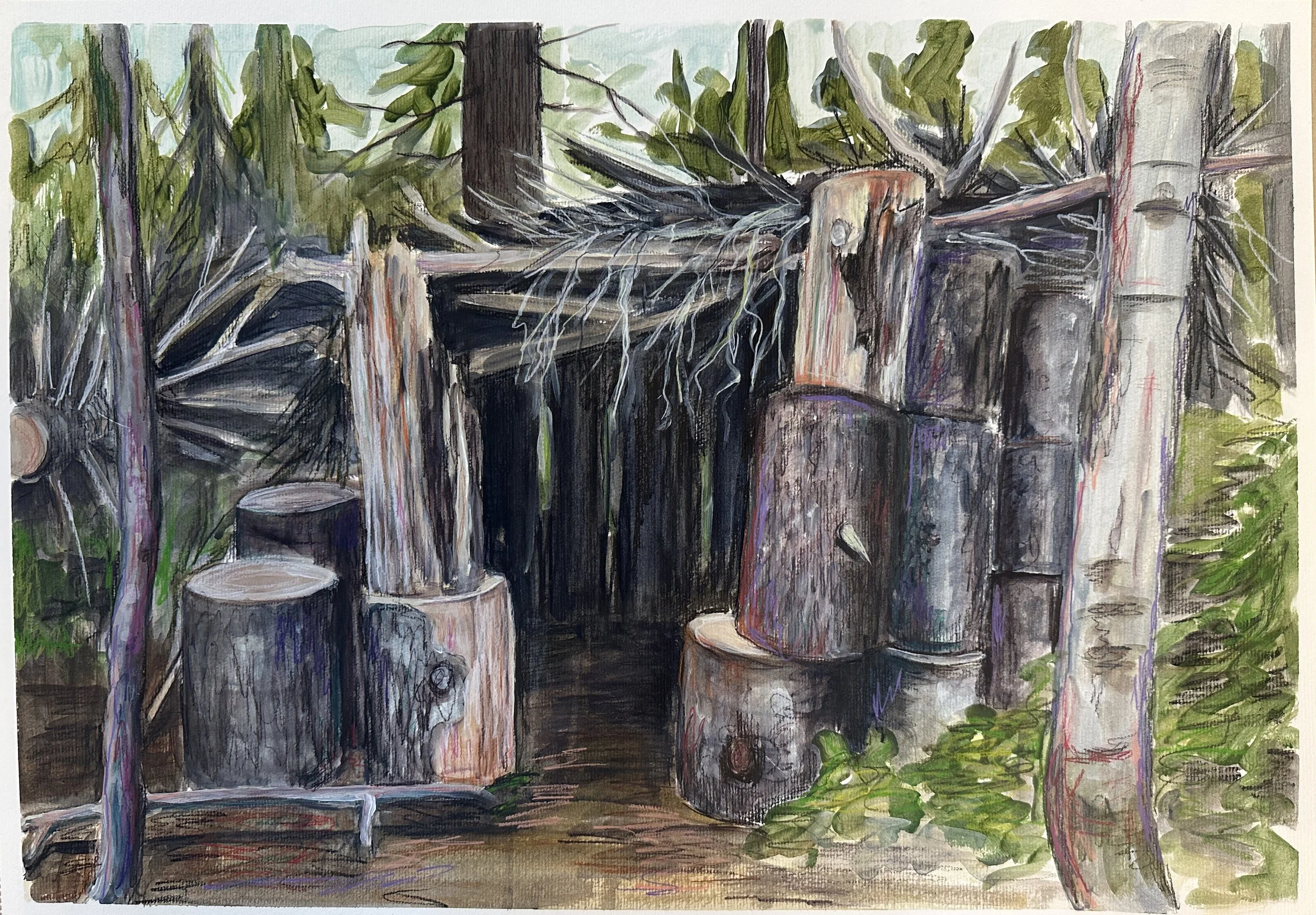 Untitled, acrylic and watercolor pencil on paper, 42 x 59,4 cm, 2026