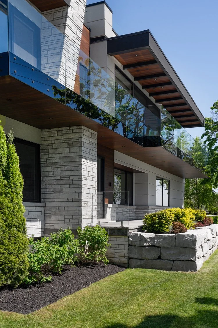 front angle view of house of the Meadow Wood residential architectural project in Mississauga, Ontario