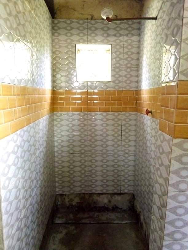 Inside of newly tiled shower stall