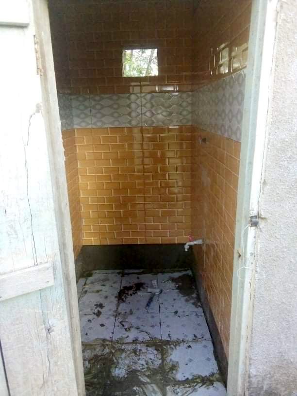 Inside of the newly tiled shower stall