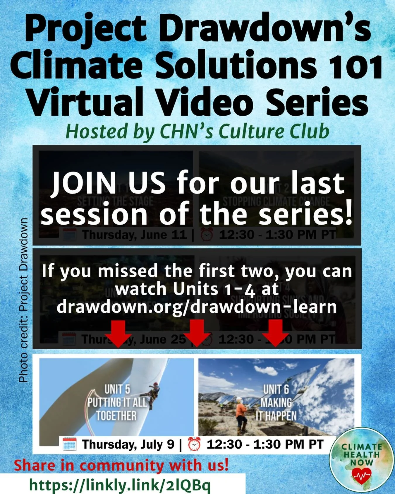 Register here: 
https://linkly.link/2lQBq

Missed the first and/or second session? Watch Units 1-4 here: https://drawdown.org/drawdown-learn 

#ProjectDrawdown #ClimateSolutions #ClimateExperts #ClimateAdvocacy #climatehealthnow