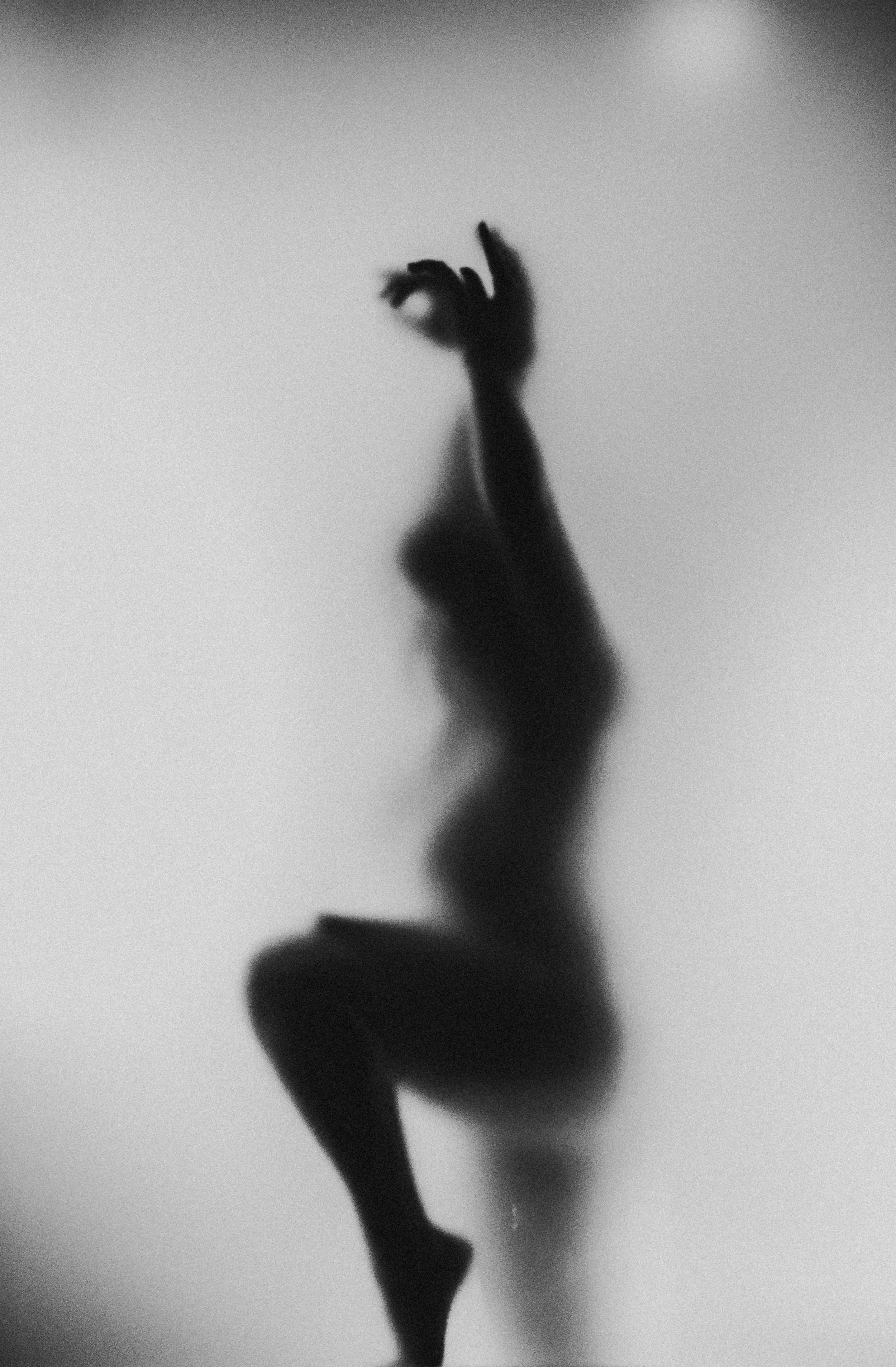 Silhouette against frosted background with hands overhead by New Hampshire Photographer