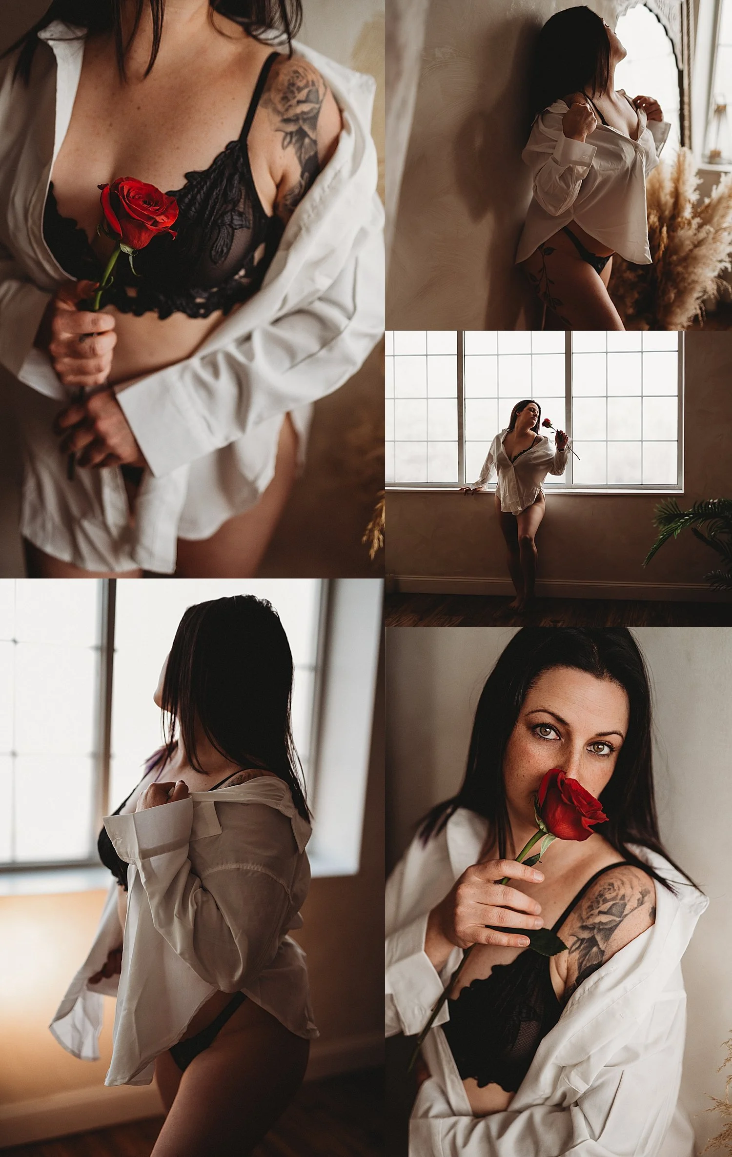  woman holds up a rose to smell it by New Hampshire Boudoir Photographer 