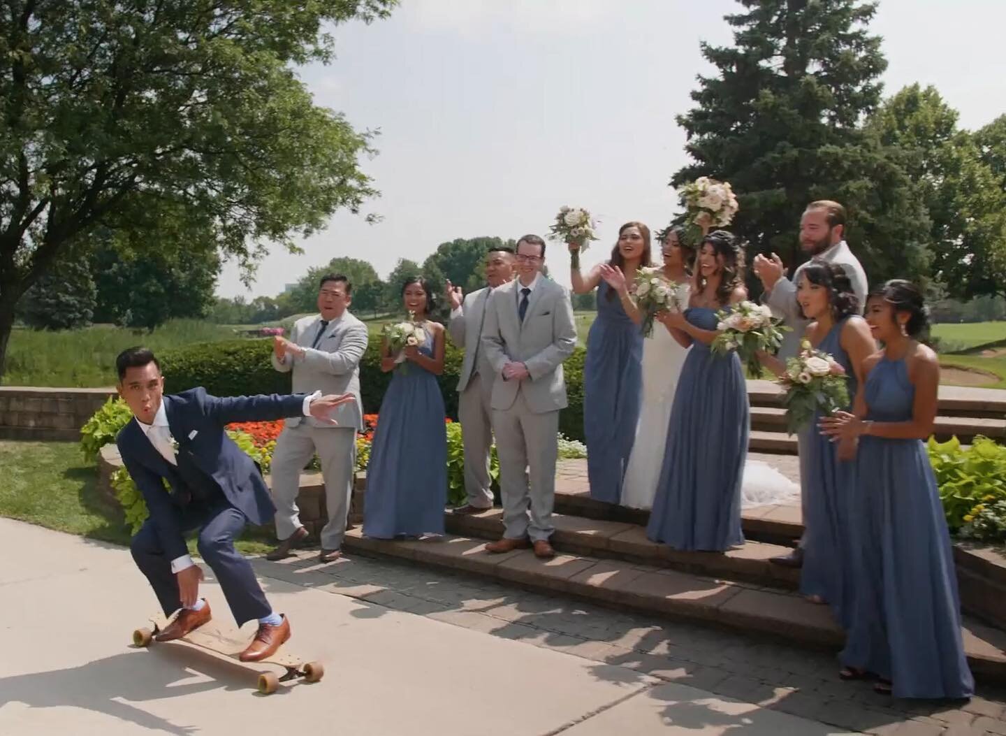 More skateboard grooms please. #chicagoweddingvideo #oakbrookweddingvideographer #hiltonoakbrookhillsresort #empressbanquets