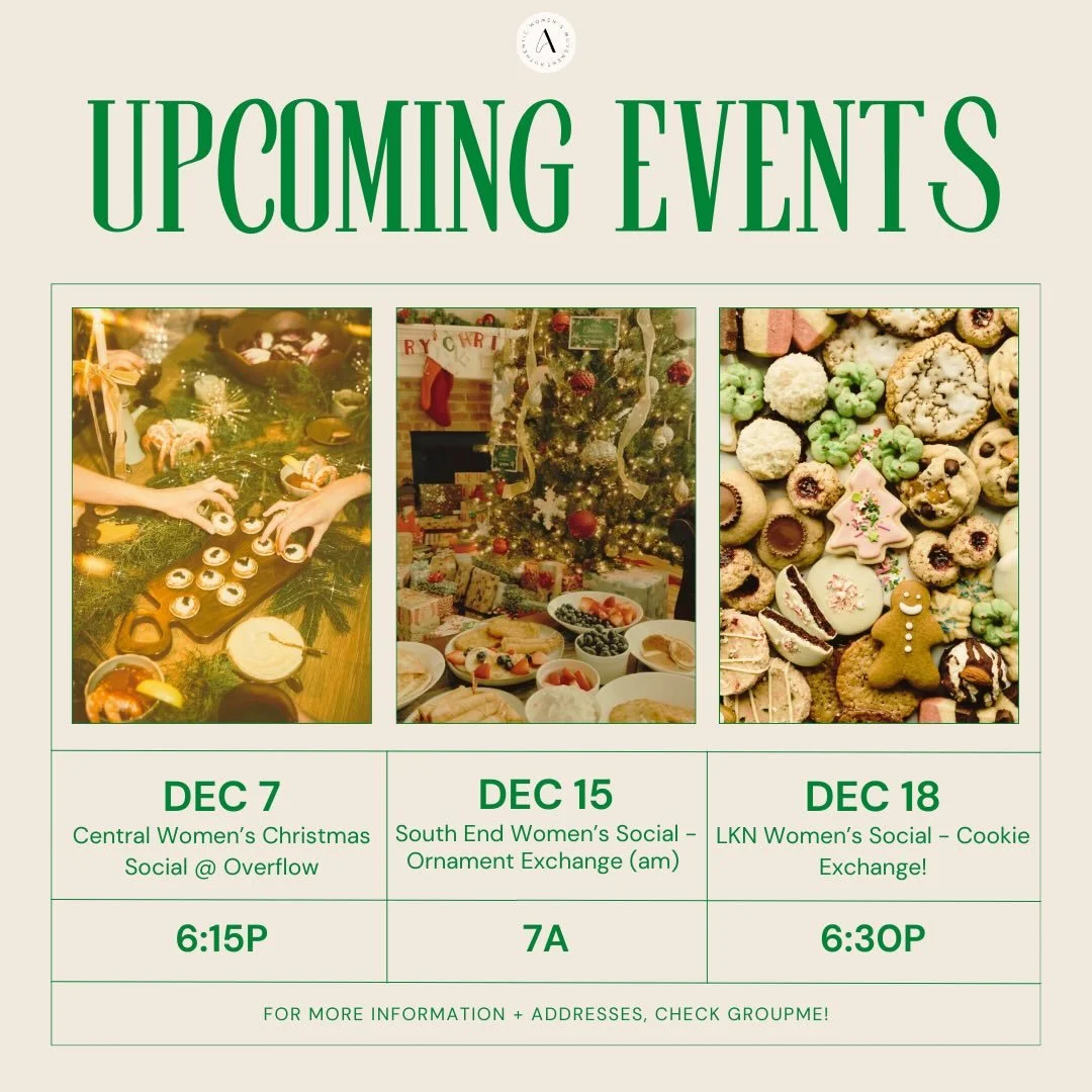 December is full of moments just for you, ladies ✨

Save the dates, bring a friend, and come be a part of what God is doing among our Authentic women this December 🤍🎄