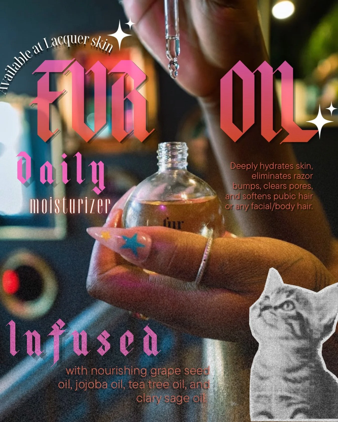 Fur oil is the 👏🏻 best 👏🏼 waxing 👏🏻 aftercare 👏🏼

+ one of my personal favorite retail items we carry 🙂&zwj;&harr;️

This oil can be used daily to hydrate your skin, soften hair and prevent ingrowns! You can use it after a wax or on your bod