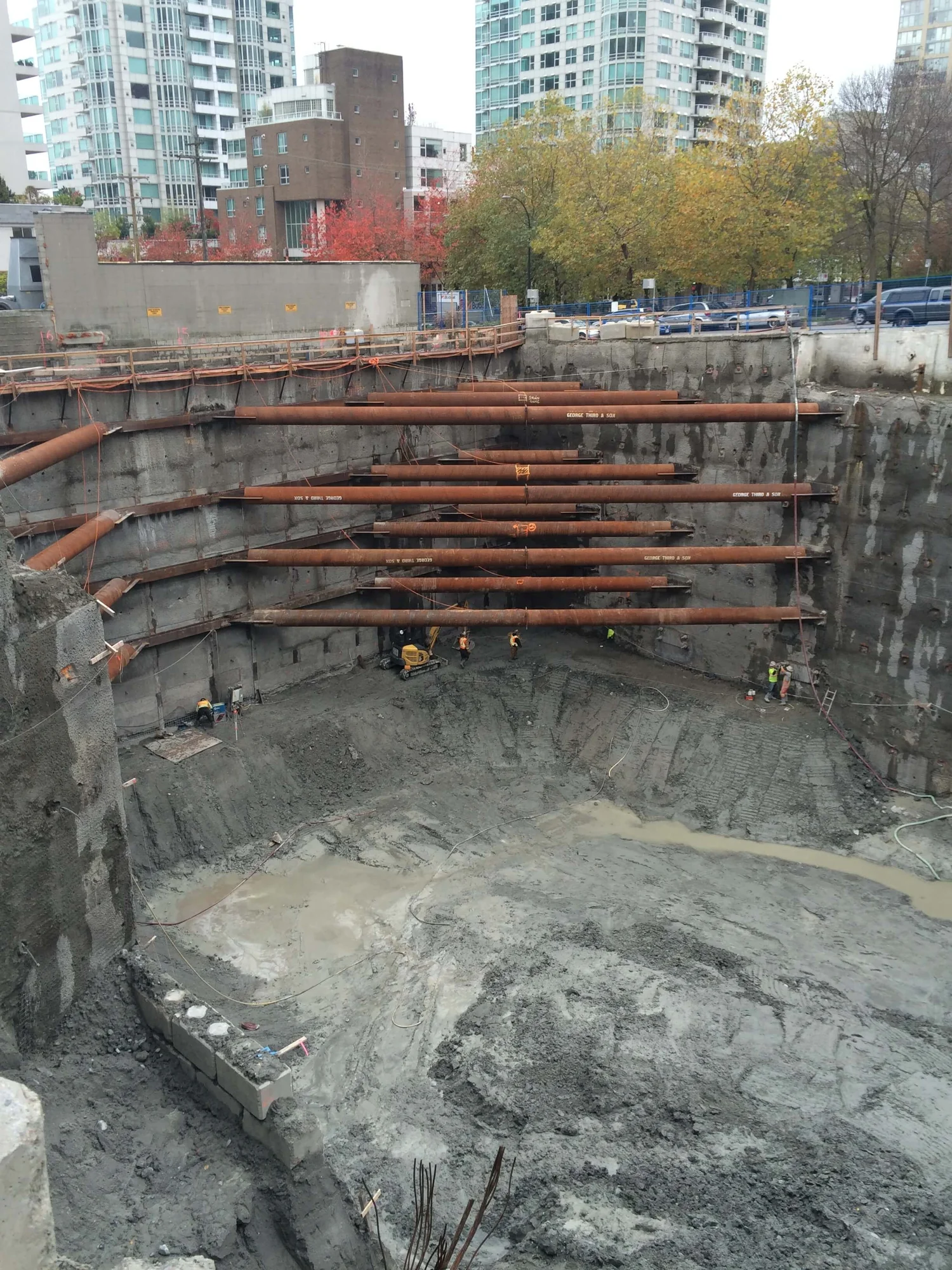 Vancouver House Building structural walers and shoring