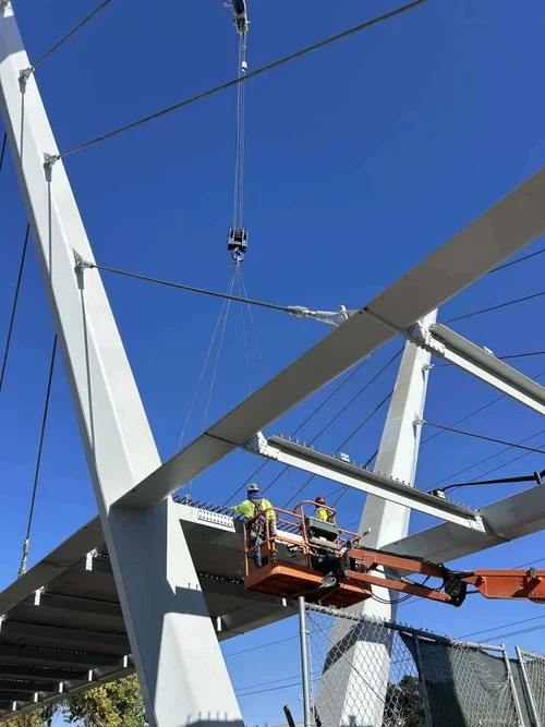 Bollinger Canyon Bridge — deck panel installation
