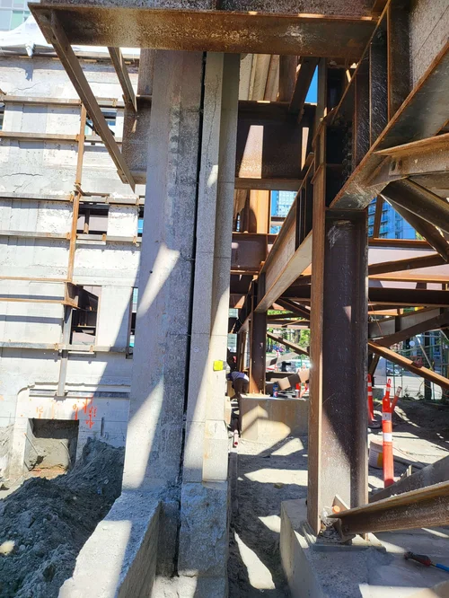 150 Robson / 828 Cambie — steel support structure