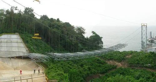 Equatorial Guinea LNG Bridge — cableway erection in progress