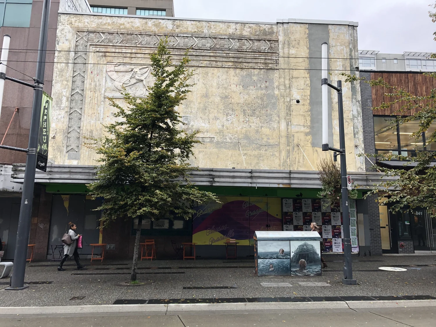 Preserved Coronet Theatre Art Deco façade during redevelopment