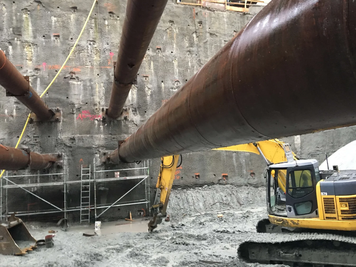 Vancouver House Building foundation shoring with pipe struts