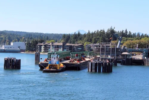 Ferry terminal with new pedestrian walkway