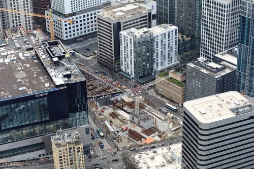 WSCC Addition — winter aerial construction